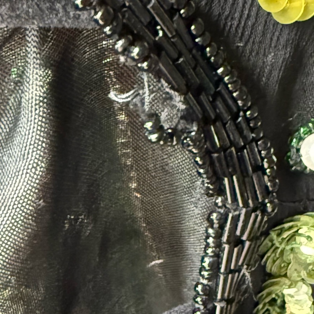 Vintage Multi Color Sequined Black Silk Vest Size Small - Picture 5 of 10